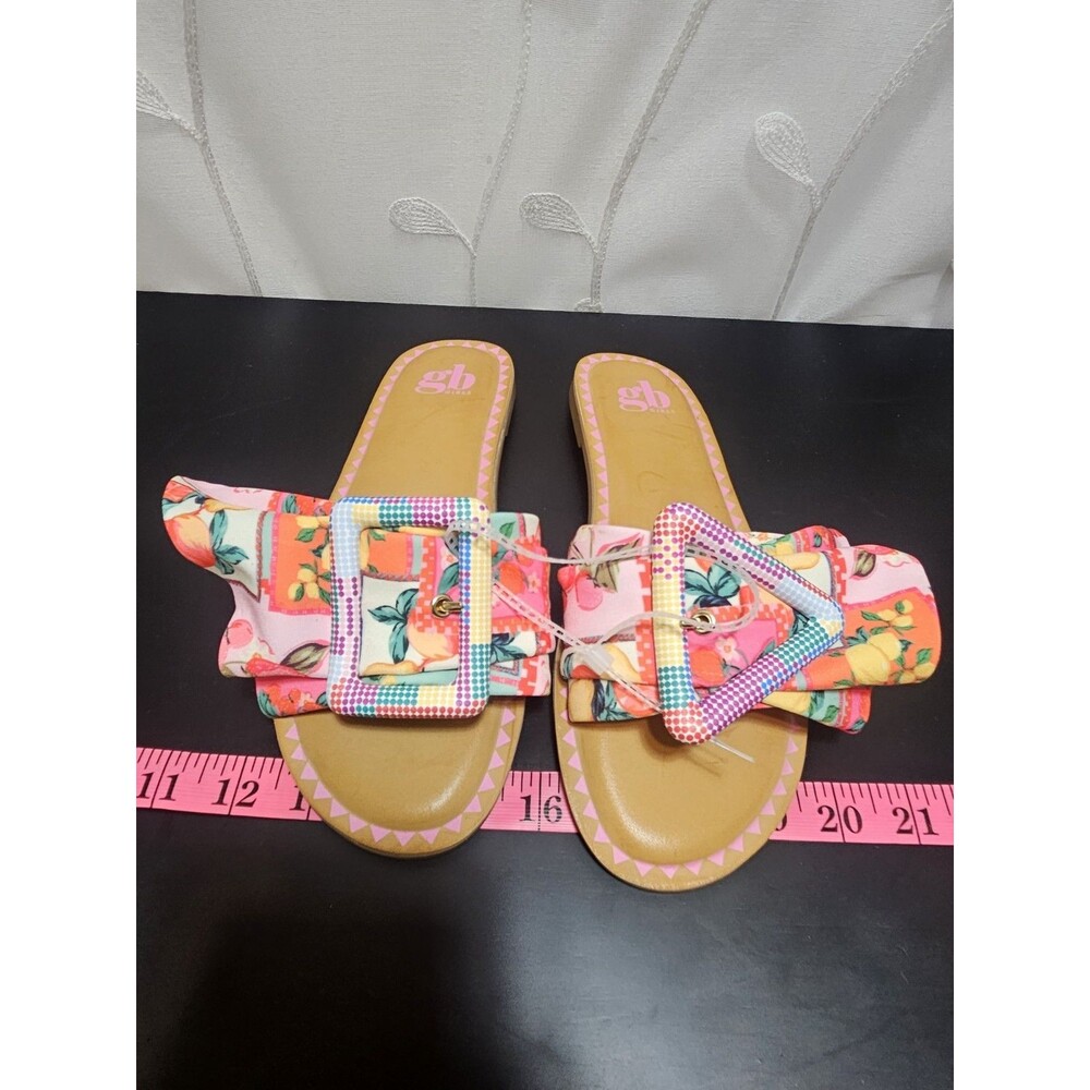 GB Girls 5M Flat Sandals NWT Mixed Fruit Boho Summer Vacation Resort Wear Buckle - Picture 3 of 15